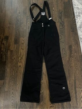 Women’s Obermeyer Black Bib Snow Pants with Adjustable Straps- 12